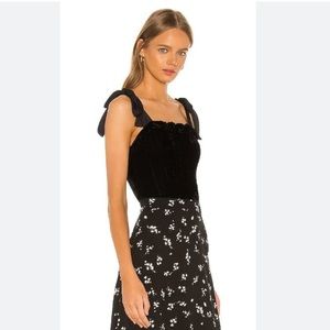 REVOLVE Black Velvet Tie-Shoulder Square Neck Camisole